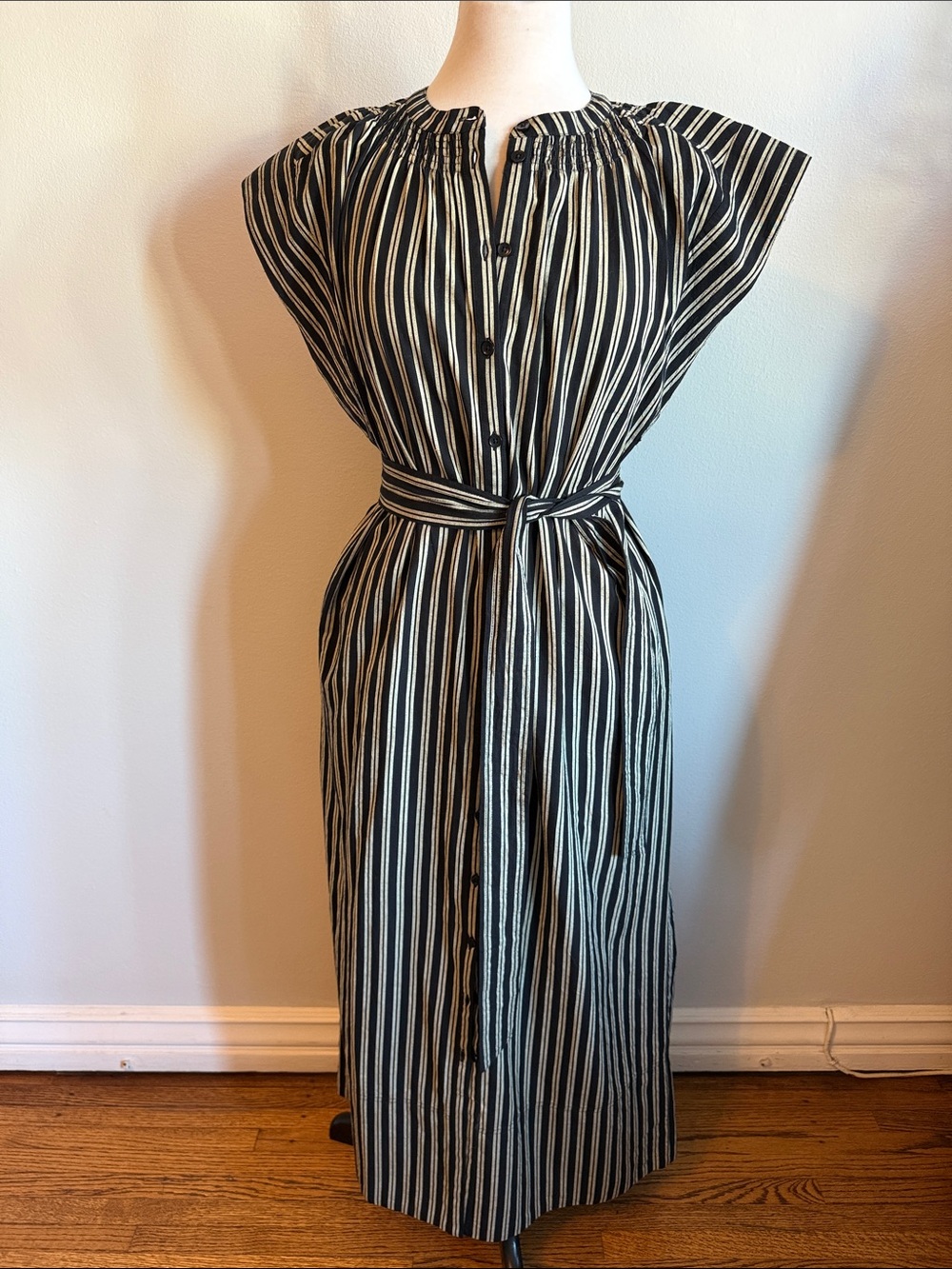 Apiece Apart Black and White Striped Maxi Dress
